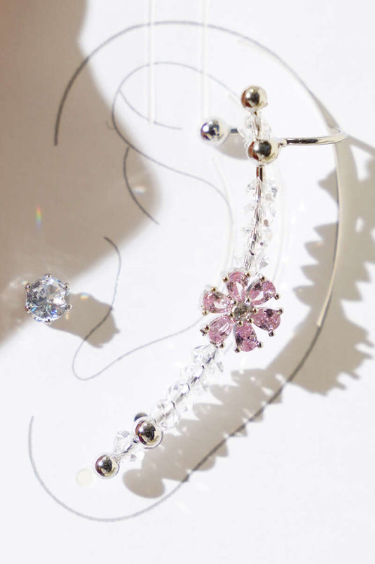 Ensemble de boucles d'oreilles en cartilage à fleurs en argent