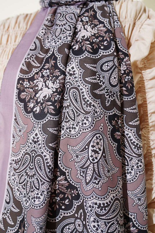 Soft Mink Shawl with Floral Motifs