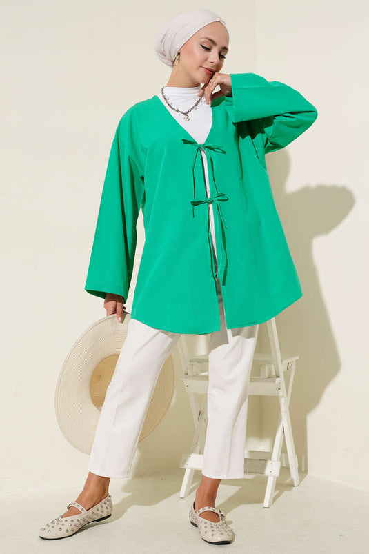 Çift Bağcıklı Poplin Kimono Benetton