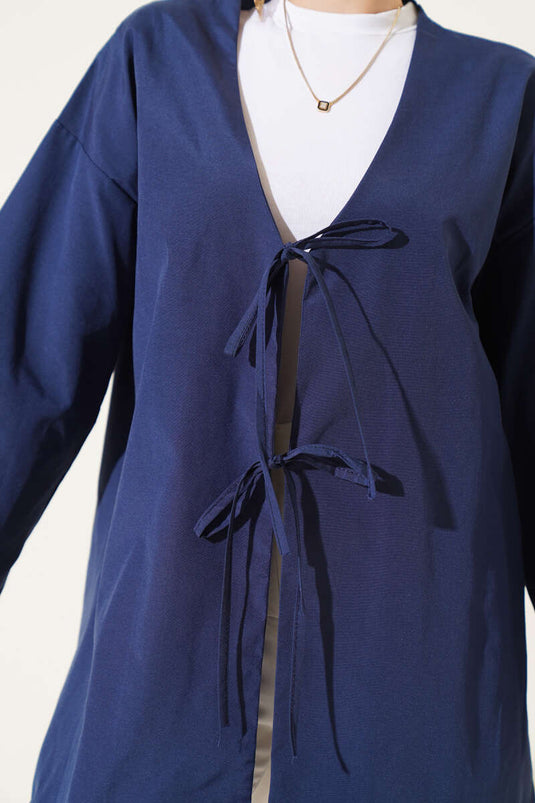 Double Laced Poplin Kimono Navy Blue