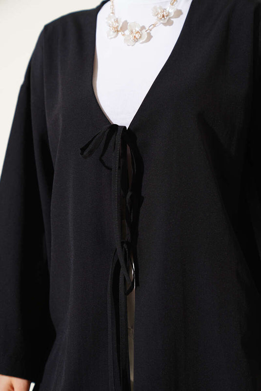 Double Laced Poplin Kimono Black