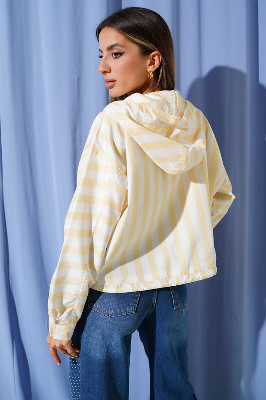 Gestreept jack met dubbele zakken, geel