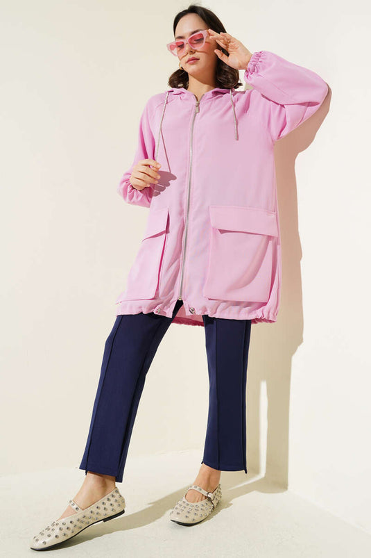 Cardigan zippé à double poche Poudre