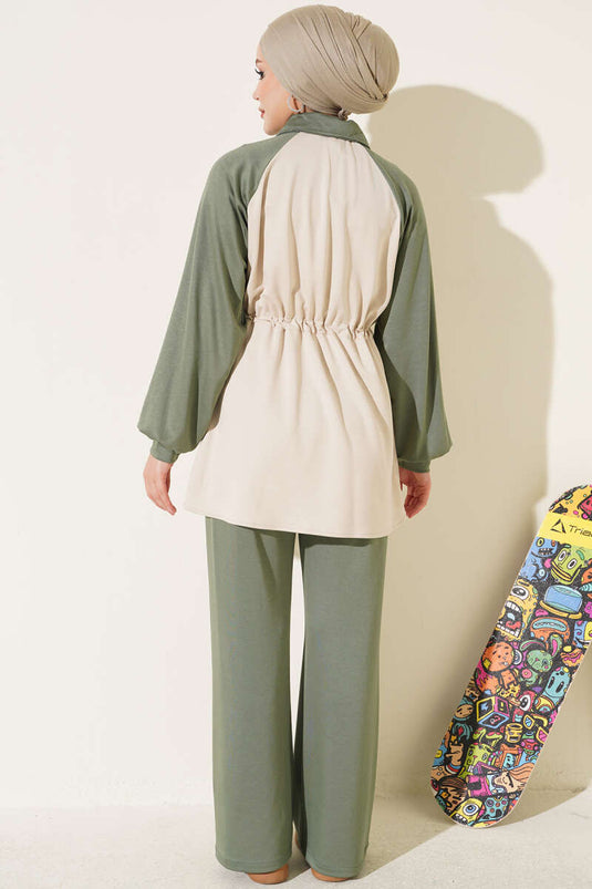Conjunto De Punto Con Doble Bolsillo En Verde Calla