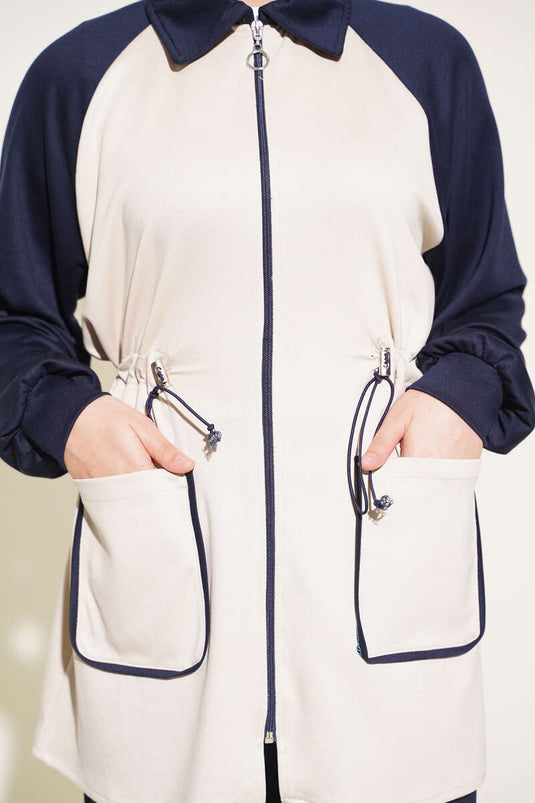 Conjunto De Punto Con Doble Bolsillo Azul Marino