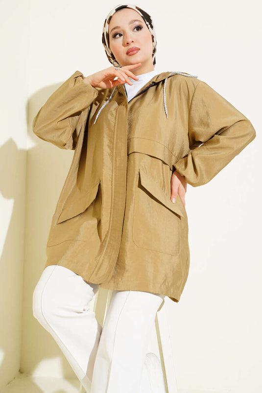 Çift Cepli Gizli Fermuarlı Kap Altuni