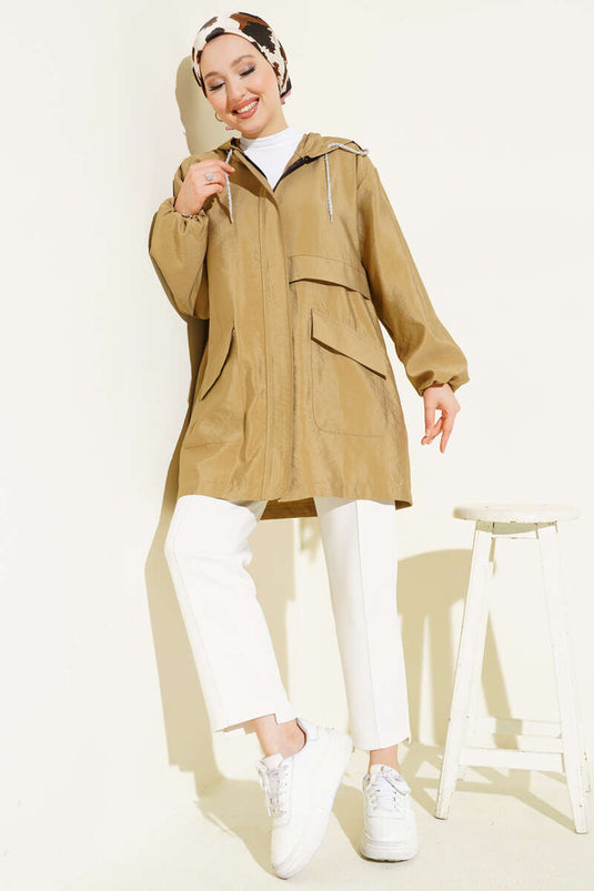 Çift Cepli Gizli Fermuarlı Kap Altuni