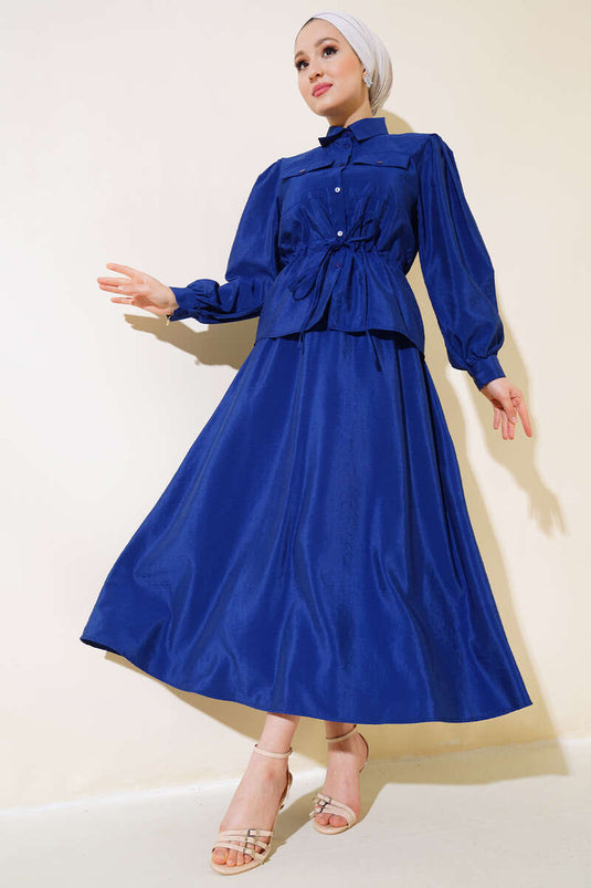 Completo gonna doppia tasca blu navy