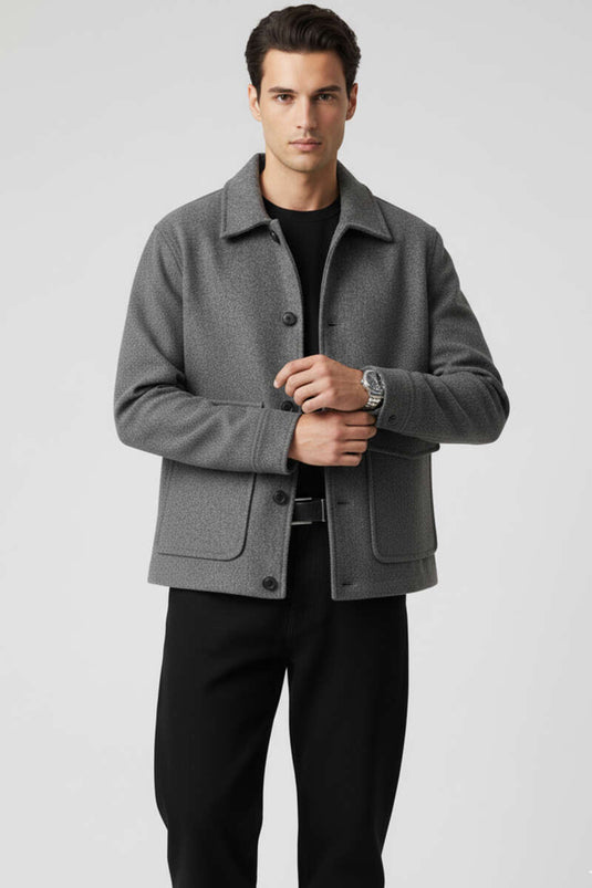 Veste en cachemire à double poche, gris fumé