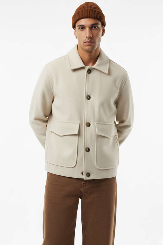 Giacca in cashmere con doppia tasca e pietra