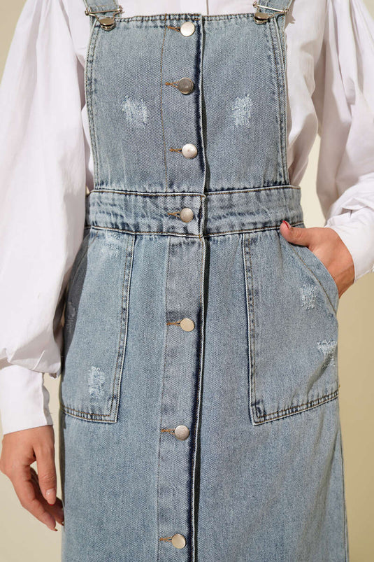 Bretelles en jean à double poche Slopet Bleu clair