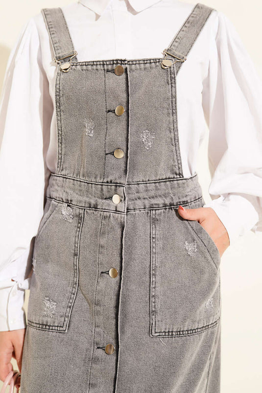 Bretelles en jean à double poche Slopet Smoked