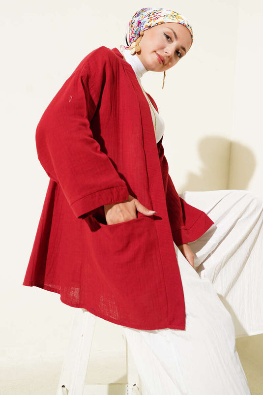 كارديجان موسلين مزدوج الجيب - بورجوندي