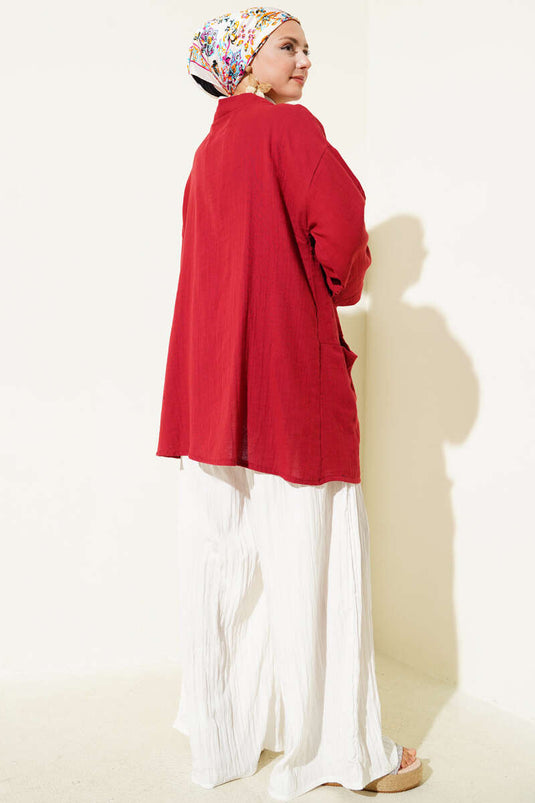 كارديجان موسلين مزدوج الجيب - بورجوندي