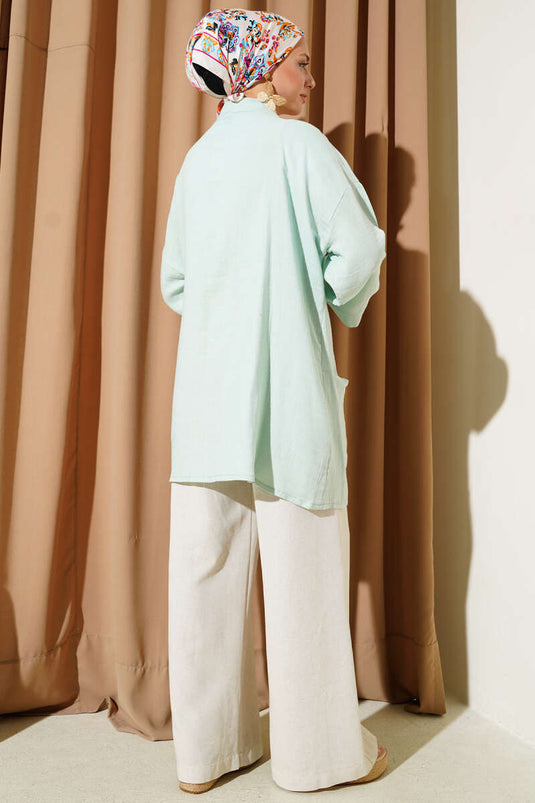 Cardigan en mousseline à double poche, vert amande