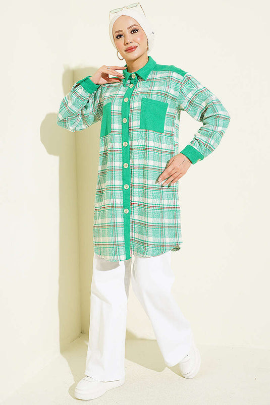Green Double Pocket Flannel Shirt