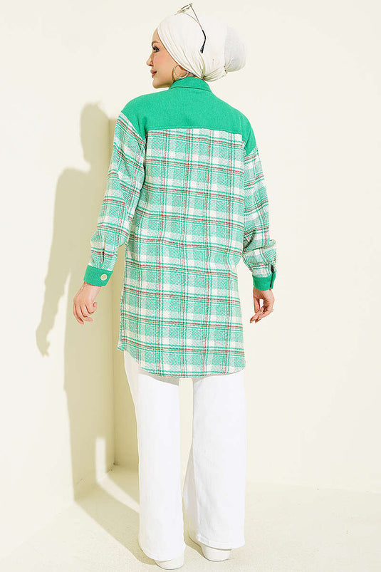 Green Double Pocket Flannel Shirt
