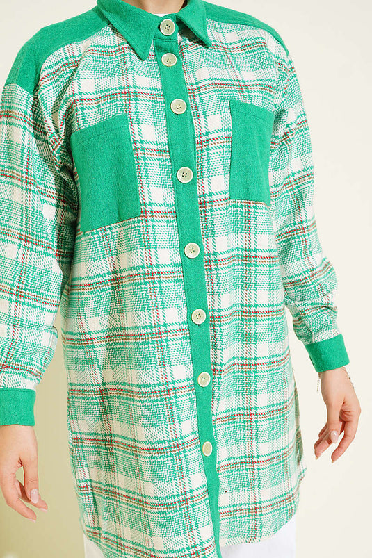 Green Double Pocket Flannel Shirt