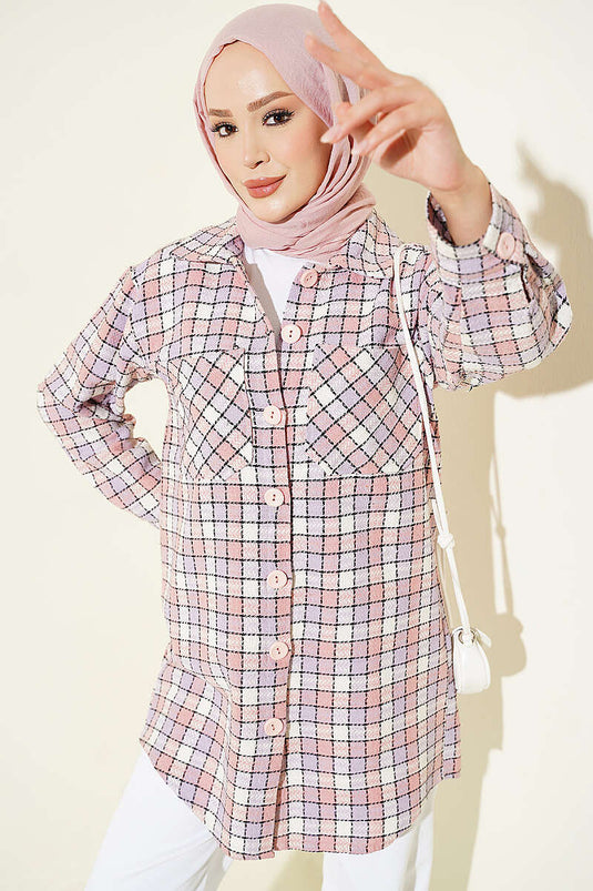Chemise Oversize À Double Poche Violette