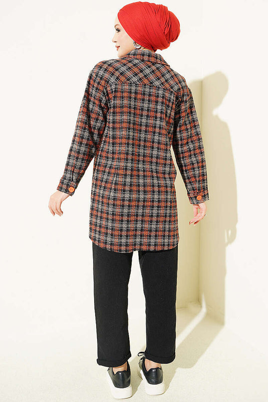 Chemise Oversize En Flanelle Noire À Double Poches
