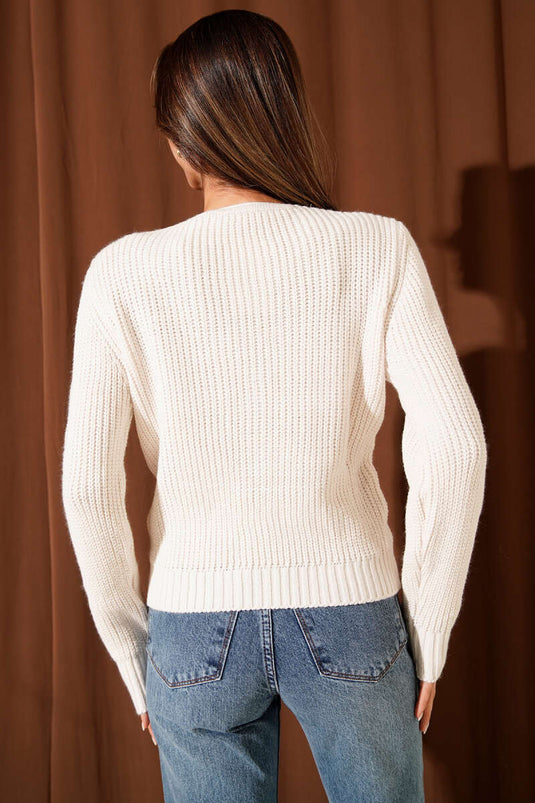 Kort vest met dubbele zakken en ribgebreid patroon, beige