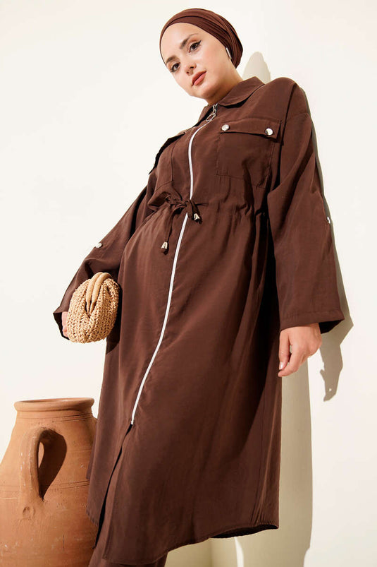 Çift Cepli Tensel İkili Takım Kahve