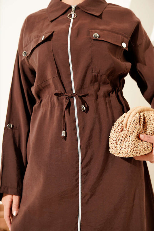 Çift Cepli Tensel İkili Takım Kahve