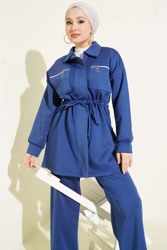 Zweifach Taschen Tunnel Scuba Zweiteiliges Set Marineblau