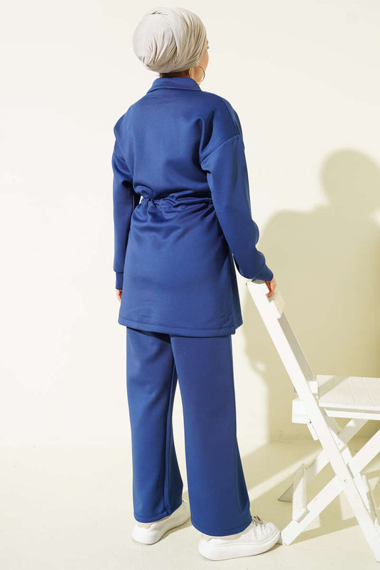 Zweifach Taschen Tunnel Scuba Zweiteiliges Set Marineblau