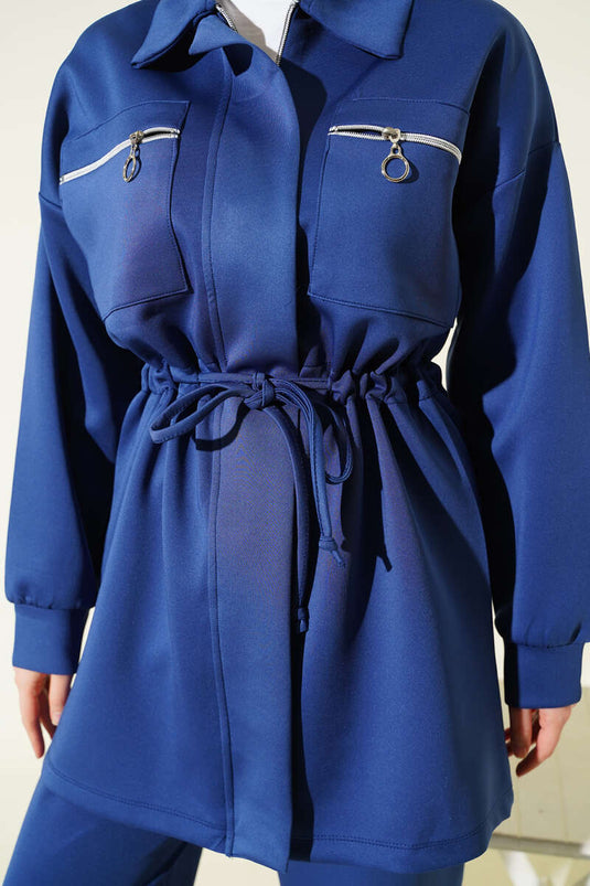 Zweifach Taschen Tunnel Scuba Zweiteiliges Set Marineblau