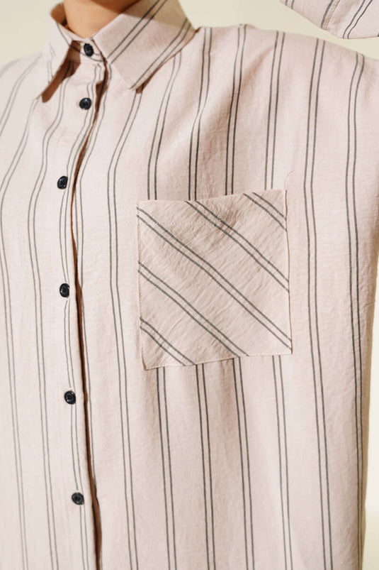 Tunique à double rayures beige