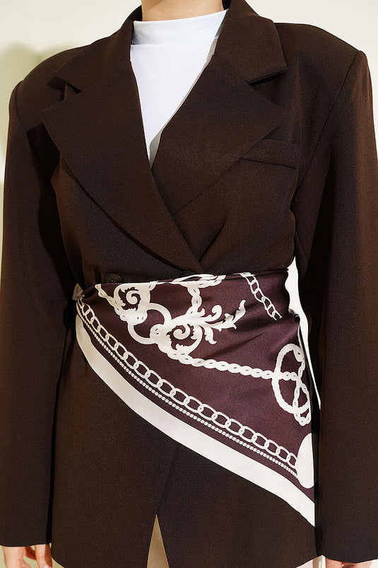 Blazer basique à double bouton marron