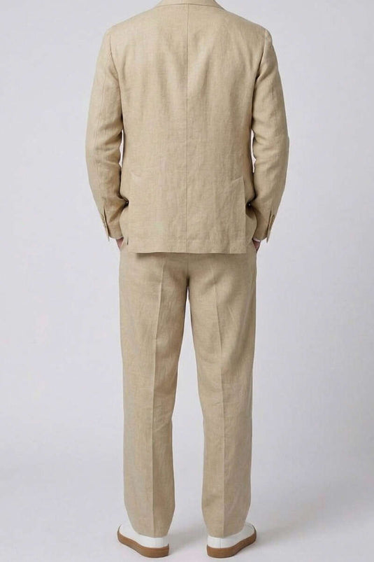 Locker sitzende Herrenhose mit doppeltem Knopfverschluss, Tabakfarben