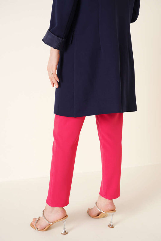 بنطلون جزرة مزدوج الزر فوشيا