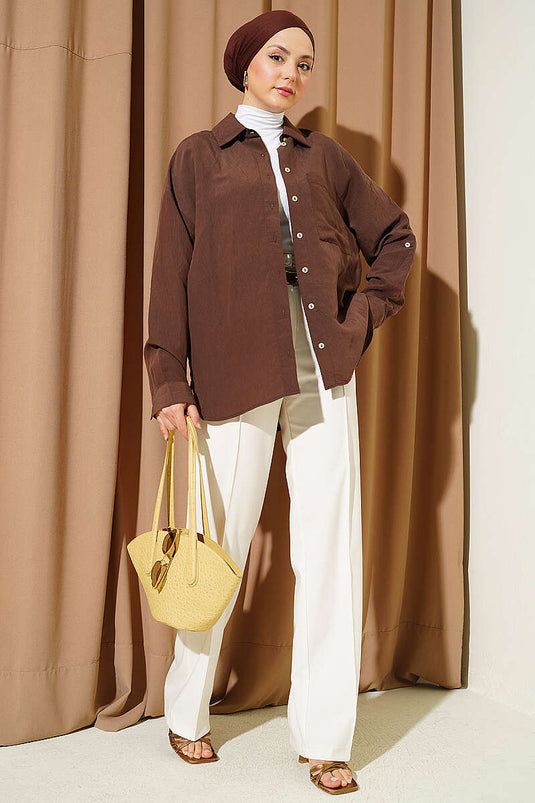 Pantalon amovible à double bouton avec ceinture écru