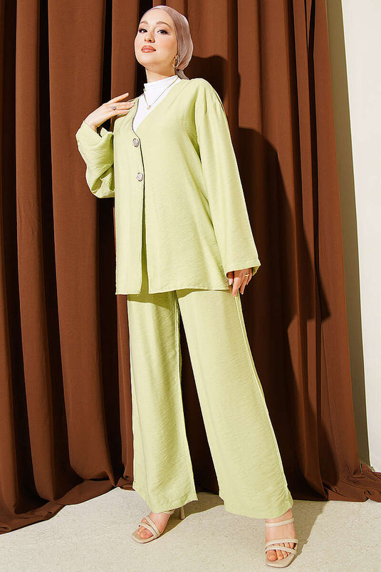 Ensemble double bouton kimono vert avocat