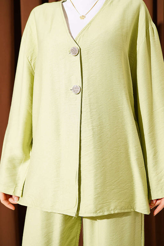 Ensemble double bouton kimono vert avocat