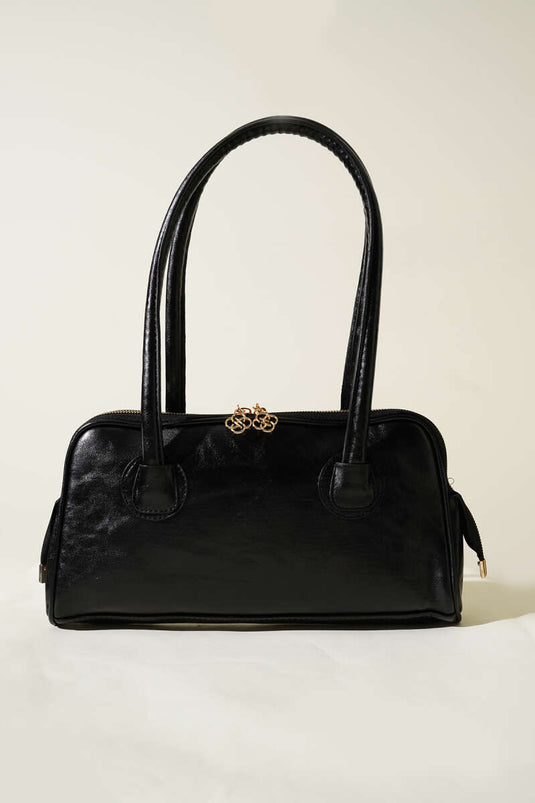 Sac rectangulaire noir à double fermeture éclair