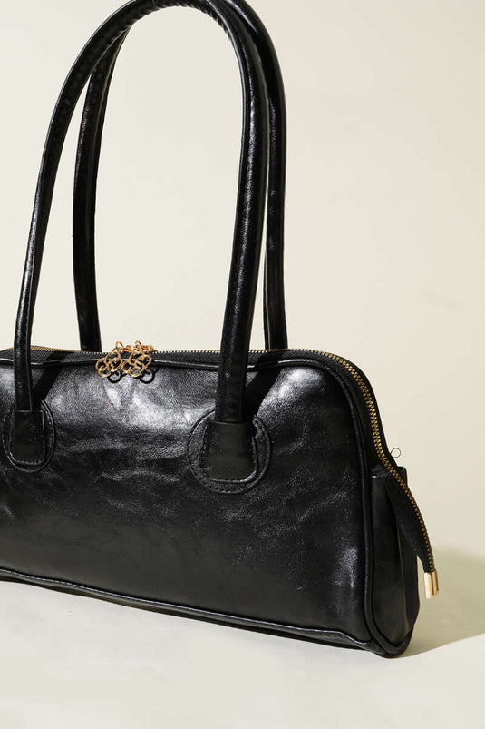 Sac rectangulaire noir à double fermeture éclair