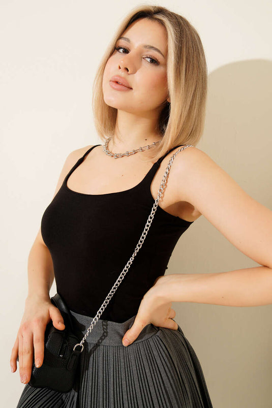 بودي بحمالات مزدوجة سوداء