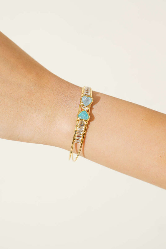 Double Heart Stone Bracelet Baby Blue