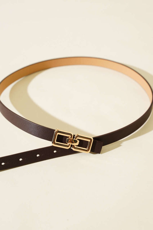 Ceinture à double boucle carrée marron