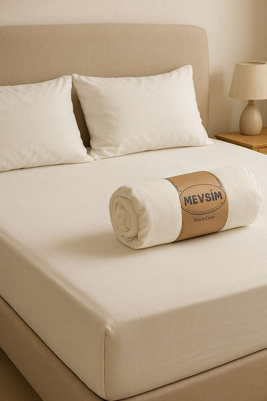 Drap-housse double en jersey, écru