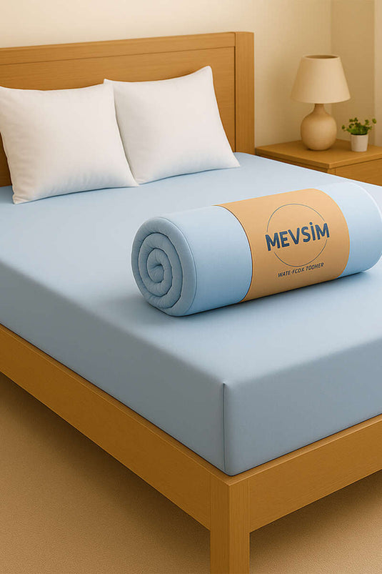 Doppelbett-Spannbettlaken aus Jersey, Blau