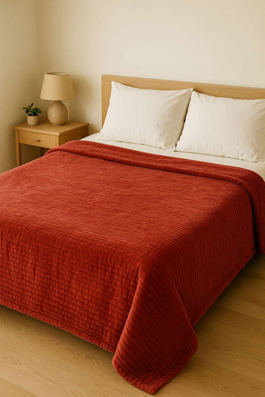 Plaid In Pile Doppia Misura Color Terracotta