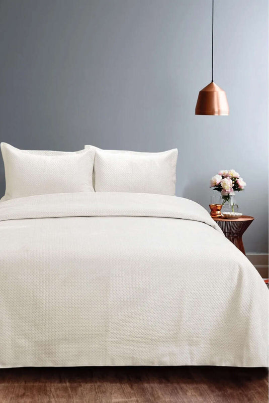 Couvre-lit double écru