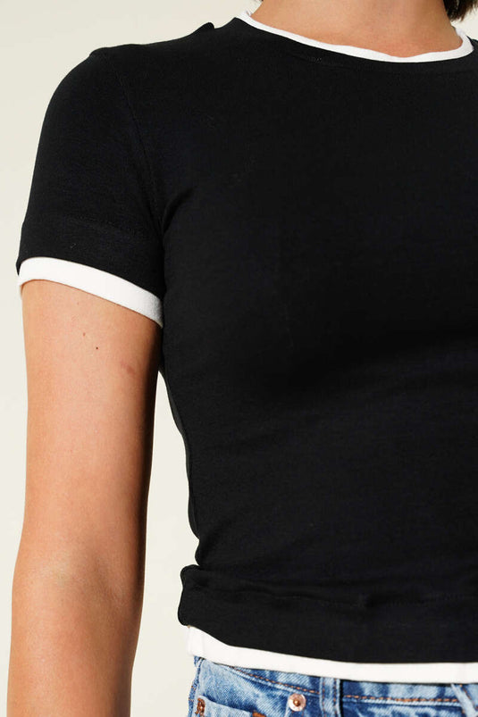 بدلة قصيرة مضلعة مزدوجة، أسود