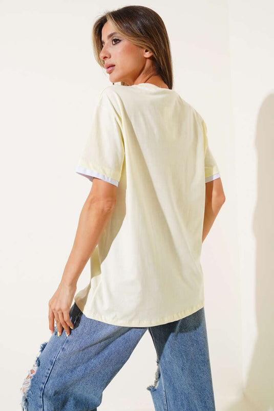 Maglietta a coste doppie gialla