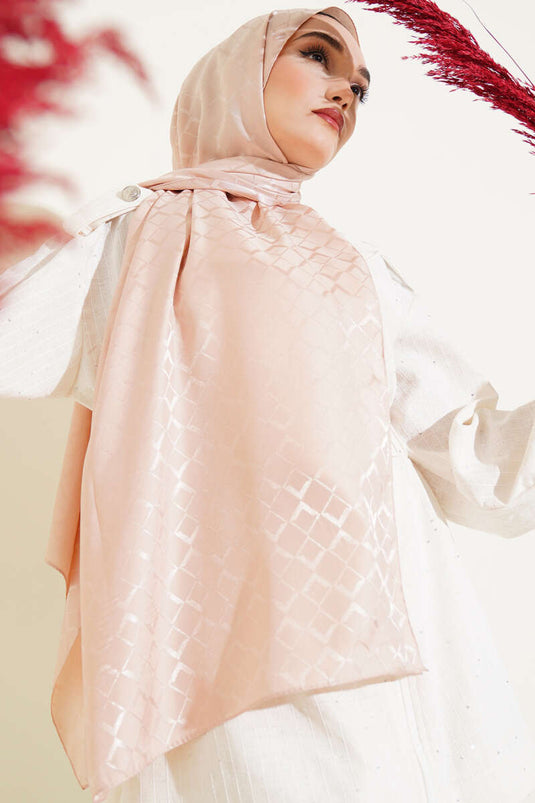 Châle jacquard double face couleur poudre