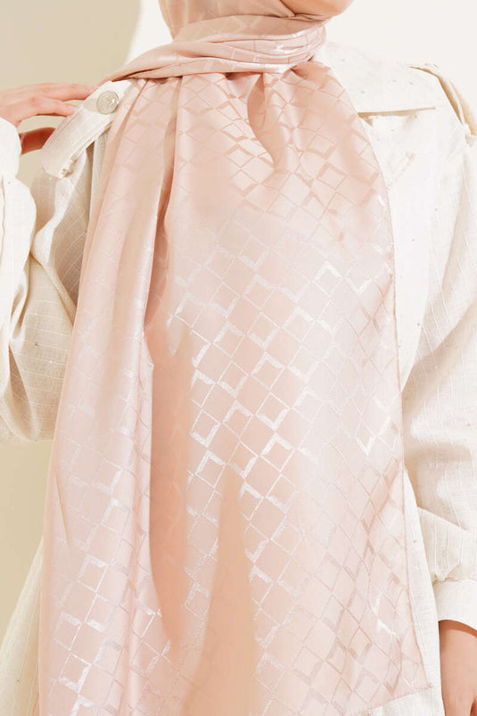 Châle jacquard double face couleur poudre